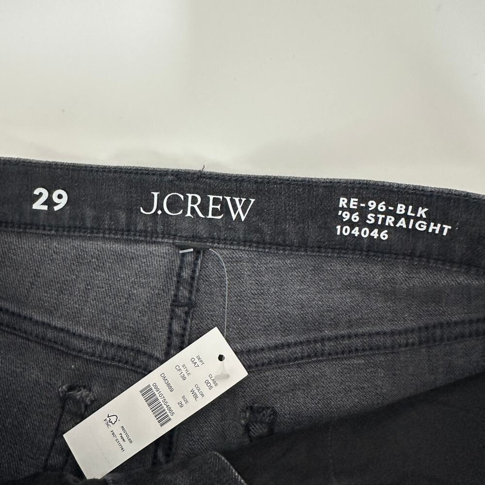 J.Crew Studded High Rise Straight Jean 1996 Semi Stretch Washed Black US 29 MWT - Picture 8 of 13